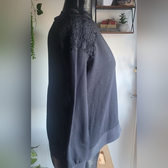 Verve Ami Black Sweater with Lace Detailed Shoulders M - Picture 4 of 7